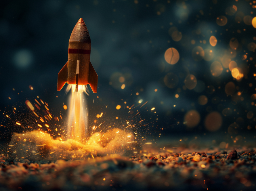 small rocket launching under pressure symbolizing scaling a business too fast