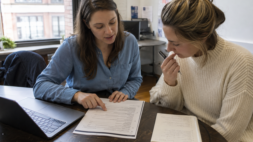 Employees testing a standard operating procedure during a business process review