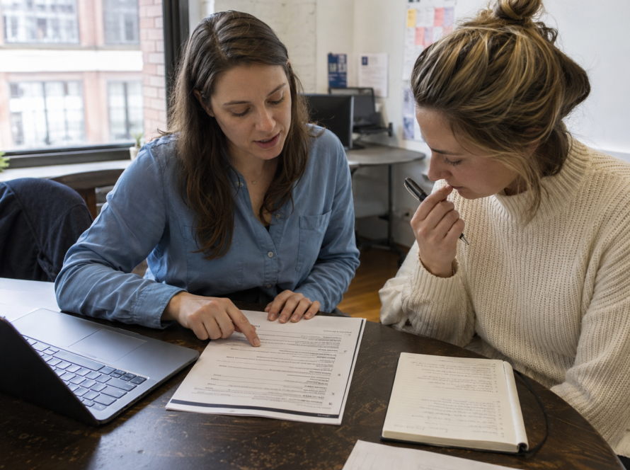 Employees testing a standard operating procedure during a business process review