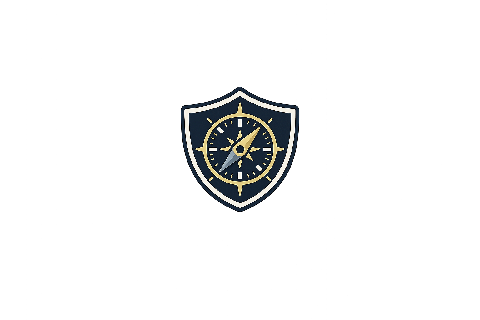 Compass inside a shield representing operational experience and trusted business guidance